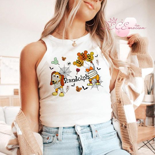 Personalized Disney Toy Story Slinky Dog Halloween Crop Tank, Slinky Skeleton Mummy Halloween Party 2025, Disney Girl Trip