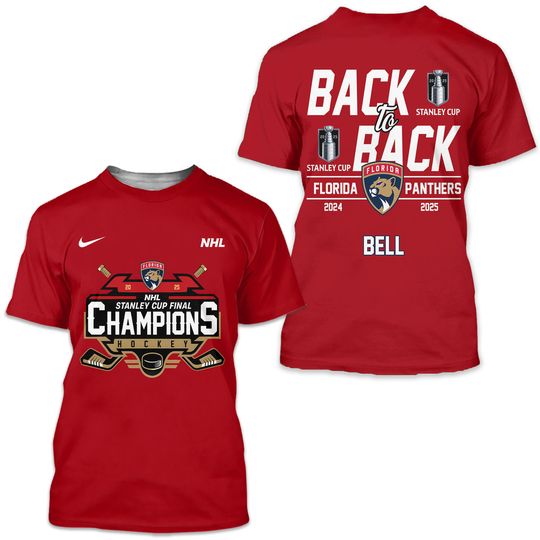 Florida Panthers Back-To-Back 2025 Cup Champs 3D T-Shirt