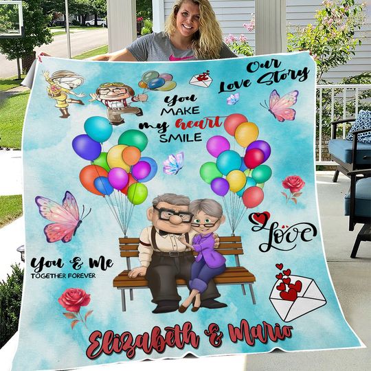 Personalized Disney Pixar Up Movie Blanket, Carl and Ellie Blanket, Disney Up Blanket