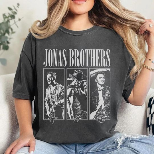 Discover Vintage Team Jonas Comfort Colors Shirt, Living The Dream Tour 2025 Shirt, Baddies get Saddies, Merchandise Shirt, Jonas Tour Gift For Her