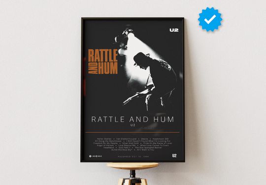 U2 Poster | Rattle And Hum Poster | Album Poster Prints | Wall Decor Posters | Album Cover | Rock Music Poster