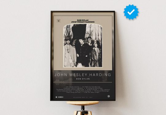 Bob Dylan Poster | John Wesley Harding Poster | Album Poster Prints | Wall Decor Posters | Album Cover | Rock Music Poster