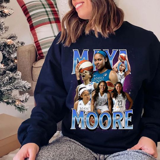 Maya Moore Collage Sweatshirt Women T-Shirt Women Basketball Vintage Sweatshirt Retro Handmade Basketball Streetwear Gift For Women Mom
