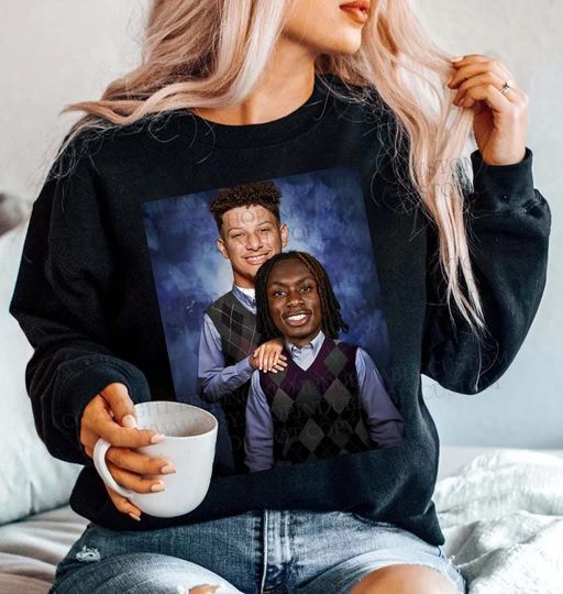 Xavier Worthy Patrick Mahomes Kansas City Chiefs Vintage Sweatshirt Step Brothers Chiefs Merch Graphic Xavier Worthy Patrick Mahomes