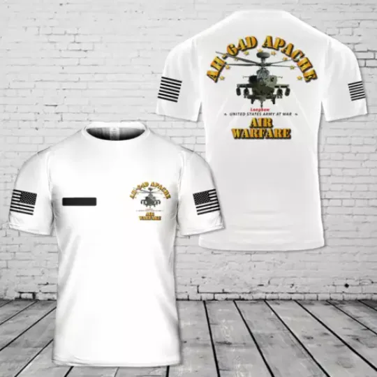 Custom Name US Army Boeing AH-64 Apache 3D T-shirt