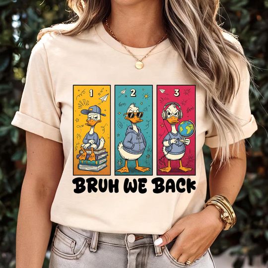 Bruh We Back Shirt, Silly Goose Back to School Shirt, Retro Goose Humor Shirt, Teacher Gift Cute Funny School Vibes