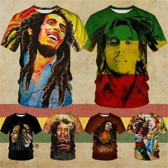 3d Print Cool Rocker Bob Marley Reggae T Shirt for Men Hip Hop Personality Short