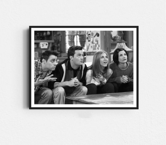 Friends TV Show Poster, Friends Funny Poster, Iconic Movie Print, Funny Bathroom Wall Art, Black and White, Restroom Decor