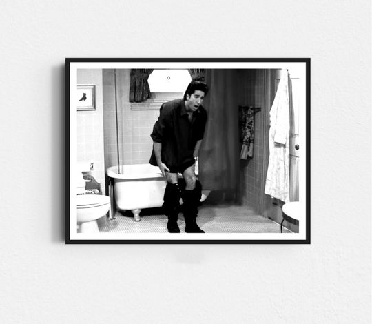 Friends TV Show Poster, Friends Funny Bathroom, Funny Bathroom Wall Art, Black and White, Toilet Print, Restroom Decor