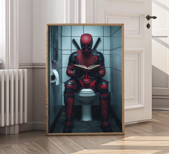 Funny Deadpool Poster, Deadpool Bathroom Print, Funny Gifts, Funny Bathroom, Funny Bathroom Wall Art, Restroom Decor, Funny Bathroom Decor
