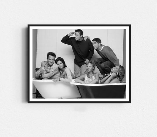 Friends TV Show Poster, Friends Funny Bathroom, Funny Bathroom Wall Art, Black and White, Toilet Print, Restroom Decor