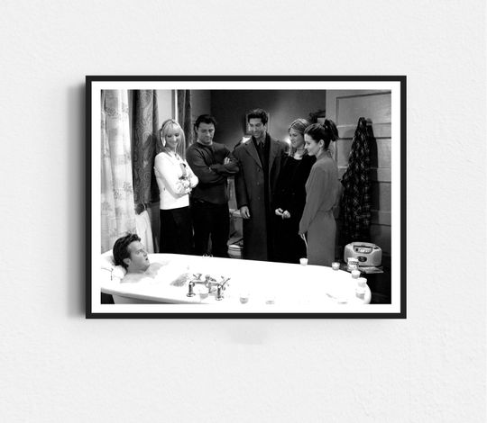 Friends Tv Series Poster, Friends Funny Bathroom, Funny Bathroom Wall Art, Black and White, Toilet Print, Restroom Decor