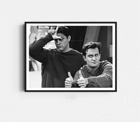 Chandler Bing Friends TV Show Poster, Friends Funny Bathroom, Funny Wall Art, Black and White, Restroom Decor