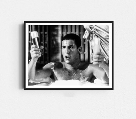 Billy Madison Movie Poster, Adam Sandler Bathroom, Funny Bathroom Wall Art, Black and White, Toilet Print, Restroom Decor