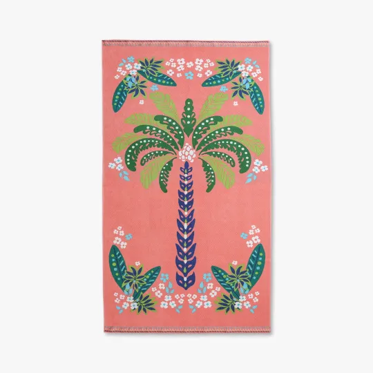 Oversized Printed Palm Tree 100% Cotton Velour Beach Towel, 38” x 72"