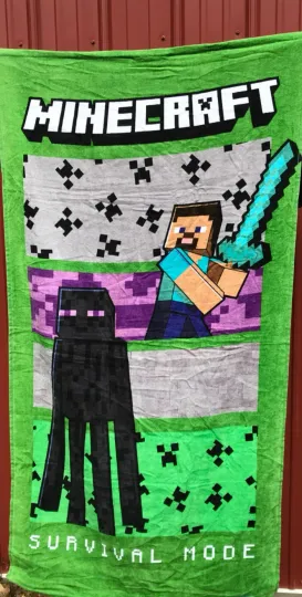 NWT Minecraft Steve & Enderman Beach Towel - 30"x 60", 100% Cotton