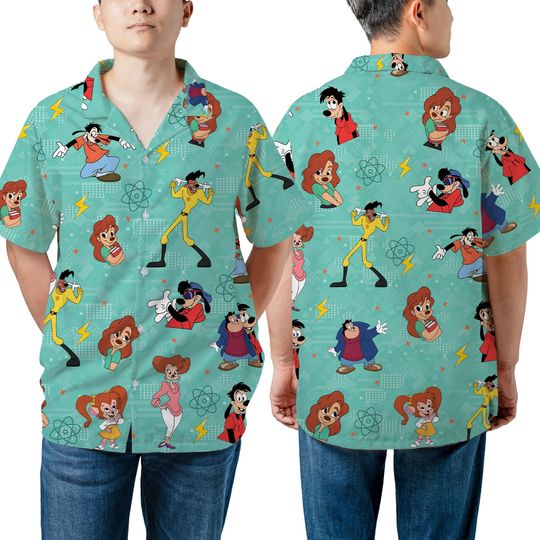 Retro A Goofy Movie Hawaiian Shirt - Max Goof, Roxanne, Pete, Goof Troop