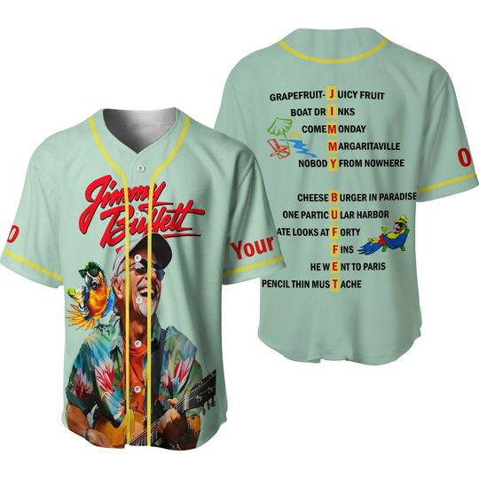 Jimmy Buffett Cheeseburger In Paradise Personalized baseball jersey