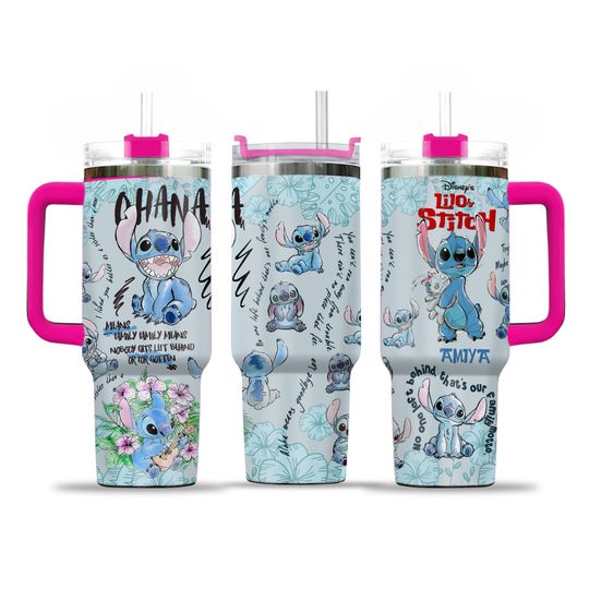 Custom Stitch 40oz Tumbler, Ohana Means Family Insulated Tumbler Cup, Lilo And Stich Tumbler Cup, Stitch Lover Gift, Gift For Her
