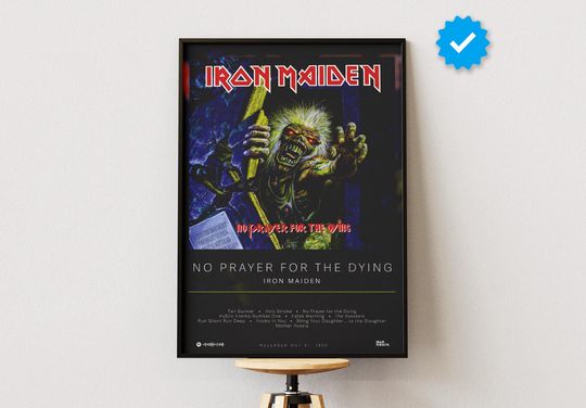 Iron Maiden Poster | No Prayer For The Dying Poster | Album Poster Prints | Wall Decor Posters | Album Cover | Metal Music Poster