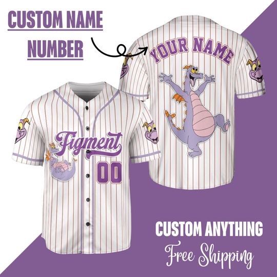 Personalized Disney Figment Baseball Jersey,Figment Est 1983 Shirt,Disneyland Walt Disneyworld Epcot Figment Shirt, Figment Shirt,Purple Dragon Shirt