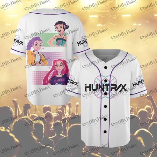 Huntrix Demon Hunters Baseball Jersey, Anime-Inspired Kpop Shirt, Unisex Jersey, Kpop Fan Gift, Cosplay Outfit