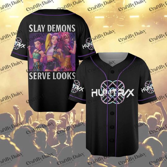 Huntrix Demon Hunters Baseball Jersey - Anime-Inspired Unisex Button Down Jersey