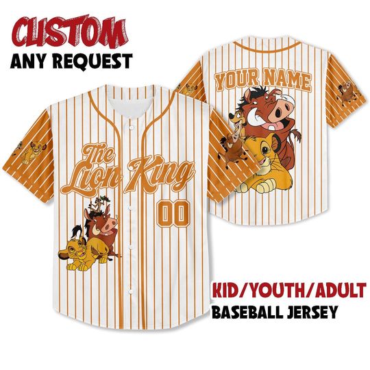 Personalized Disney The Lion King Hakuna Matata Custom Kids, Youth, Adult Disney Baseball Jersey Sports Outfits Cute Gifts For Fans Disney