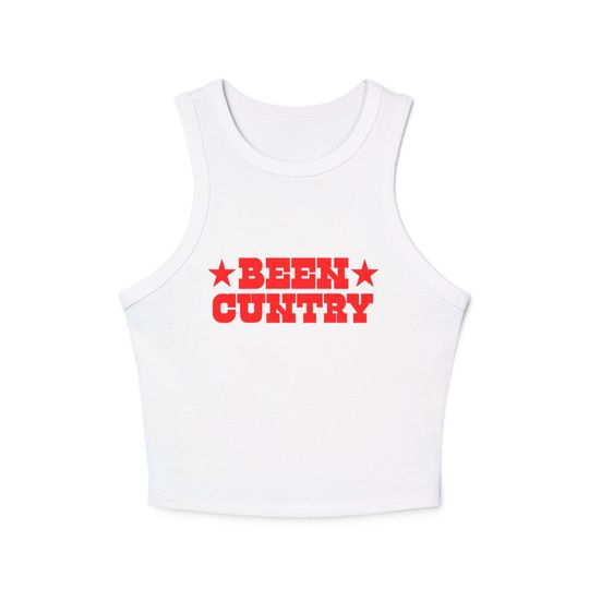 Been Country Micro Rib Racer Tank Top - Women's Crop Tank for Summer and Music Festivals