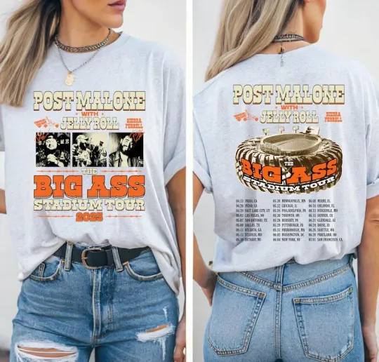 Post Malone Jelly Roll Tour Shirt, Big Ass Stadium Tour Tee, Country Concert Tee