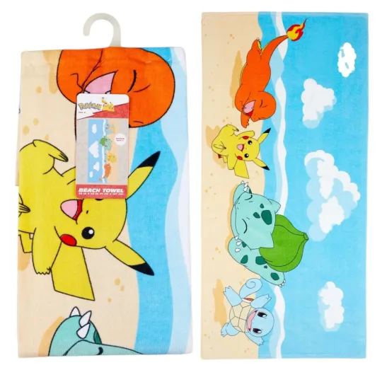 Poket mons, Beach Towel Pika Bulbasaur Squirtle Charmander 28" x 58"