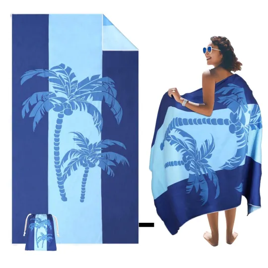 SKYREH Large Beach Towel, 71" x 39" Oversized Lightweight Compact Quick Dry S...