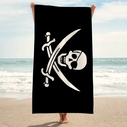Pirate Skull crossbones flag oversized giant beach pool towel XL