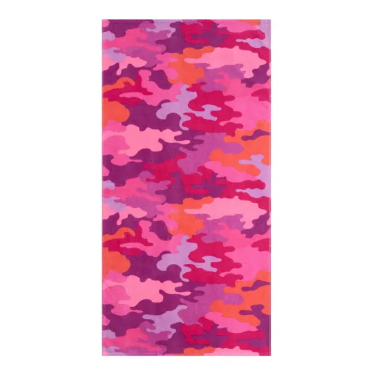 Beach Collection Pink Camo Cotton-Blend Beach Towel