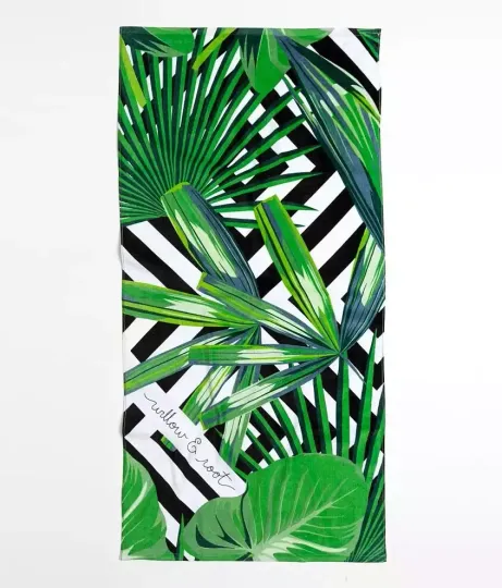 Willow & Root Buckle Brand Event Beach Towel Tropical Palm Leaves NEW 54" x 27"