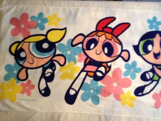 PowerPuff Girls beach towel bath large power Puff NEW LICENSED white