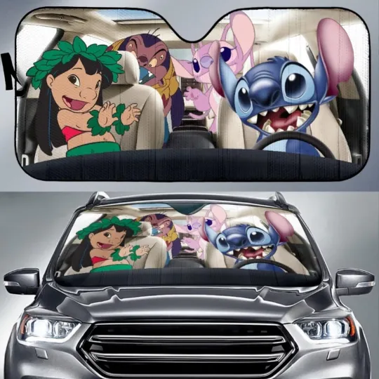 Stitch And Lilo Car Sun Shade, Custom Disney Auto Sun Shade
