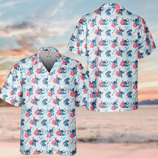 Lilo And Stitch Hawaiian Shirt, Stitch Button Shirt, Ohana Means Family Shirt, Disney Trip Vacation Shirt, Magic Kingdom, Gift For Fan