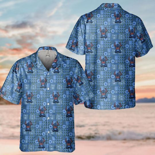Discover Disney Stitch Hawaiian Shirt, Lilo And Stitch Summer Tropical Aloha Shirt, Stitch Button Shirt, Disney Vacation Tee, Movie Hawaii Shirt