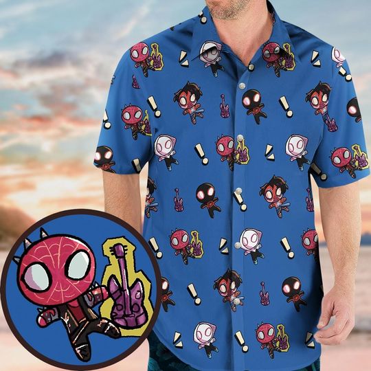 Spiderman Button Shirt, Spider Man Hawaiian Shirt, Superhero Shirt, Peter Parker Hawaii Shirt, Disney Family Shirt, Summer Trip Shirt