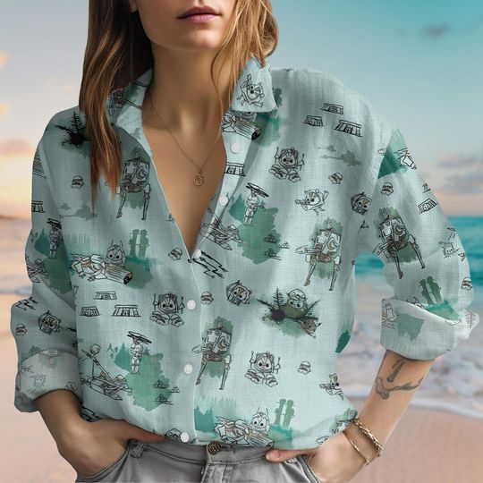 Star Wars Ewoks Shirt, Ewok Stormtrooper Button Up Shirt, Galaxy's Edge Shirt, Hollywood Studios Women Blouse, Disney Shirt