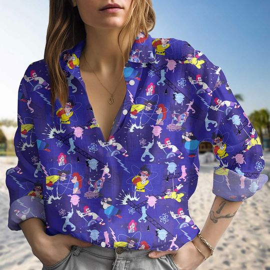 Disney Goofy Dog Shirt, A Goofy Movie Women Blouse, Max Roxanne Powerline Summer Beach Shirt, Button Up Shirt, Magic Kingdom