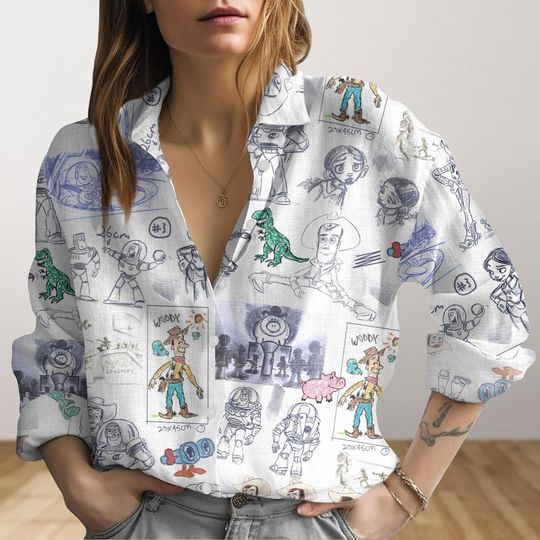 Discover Toy Story Women Blouse, Disney Button Shirt, Toy Story Family Shirt, Disney Woody Buzz Jessie Bullseye Rex Shirt, Disney Trip Shirt