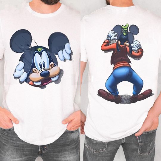 Two Sided Disney Goofy Peeking T-Shirt, Funny Goofy 1932 Shirt, Mickey and Friends, Disneyland Family Trip, Magic Kingdom Tee