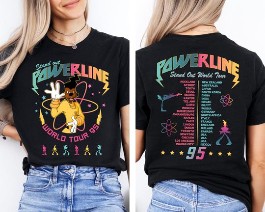 Two Sided Powerline Retro 90s Goofy Movie T-Shirt, Max Goofy Roxanne Powerline Shirt, Disneyland World Tour t-shirt, Birthday Gift