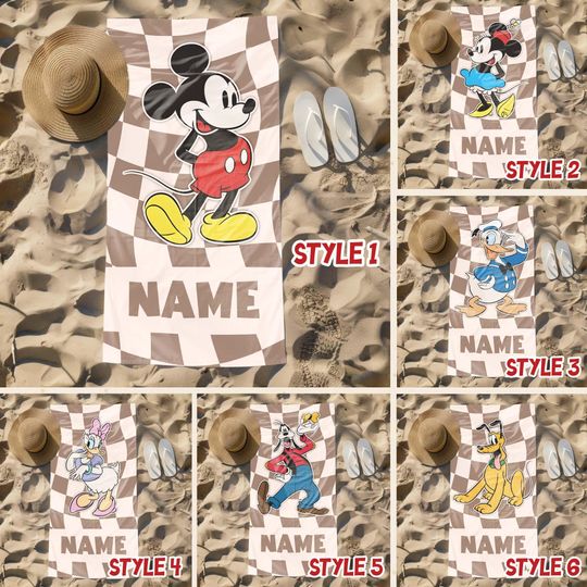 Custom Mickey And Friends Co 1982 Beach Towel, Custom Summer  Beach Towel, Disney, Kids towel, Summer Gift, Disneyland Summer Trip