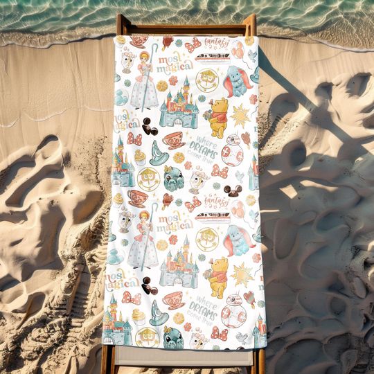 Summer Disneyland Trip Beach Towel, Magic Kingdom Towel, Birthday Girl Summer Vacation Gift, Bath Pool, Summer Vacation