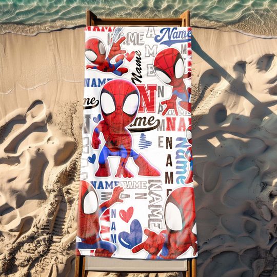Custom Marvel Spiderman Beach Towel, Superhero Beach Towel, Disney Summer Trip, Birthday Gift, Christmas, Halloween Gift, Summer Vacation
