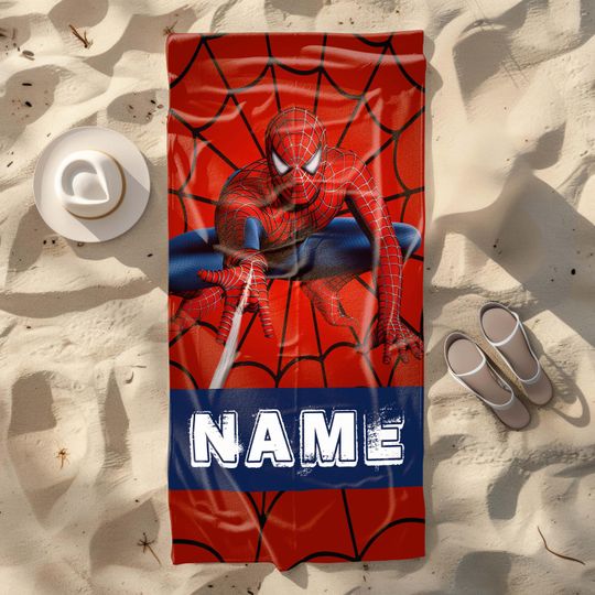 Custom Disney Marvel Spiderman Beach Towel, Custom Superhero Beach Towel, Disney Summer Trip, Birthday Gift, Christmas, Halloween Gift