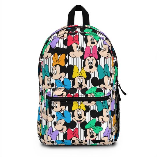 Minnie Mouse Backpack Cute Disney Bag for School or Parks Bow & Polka Dot Design, Girls Travel Backpack, Classic Minnie Gift, Park Bag